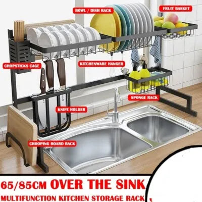 Over The Sink Dish Drying Rack - Adjustable Dish Drainer Shelf