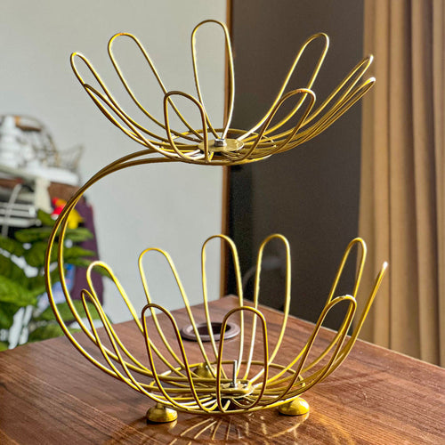 2-Tier Golden Crescent Fruit Basket