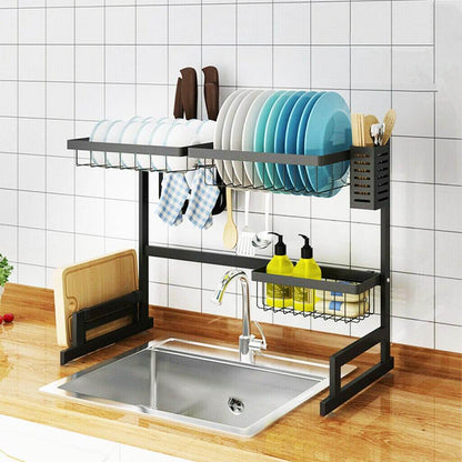 Over The Sink Dish Drying Rack - Adjustable Dish Drainer Shelf