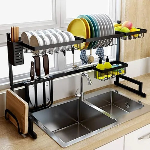Over The Sink Dish Drying Rack - Adjustable Dish Drainer Shelf
