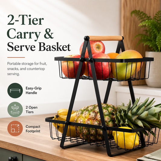 2-Tier Carry and Serve Fruit Basket