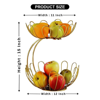 2-Tier Golden Crescent Fruit Basket